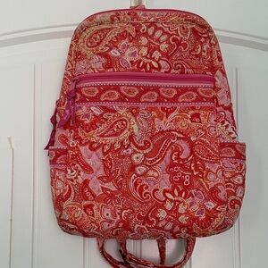 Vera Bradley Orange and Pink Paisley Backpack with matching wallet